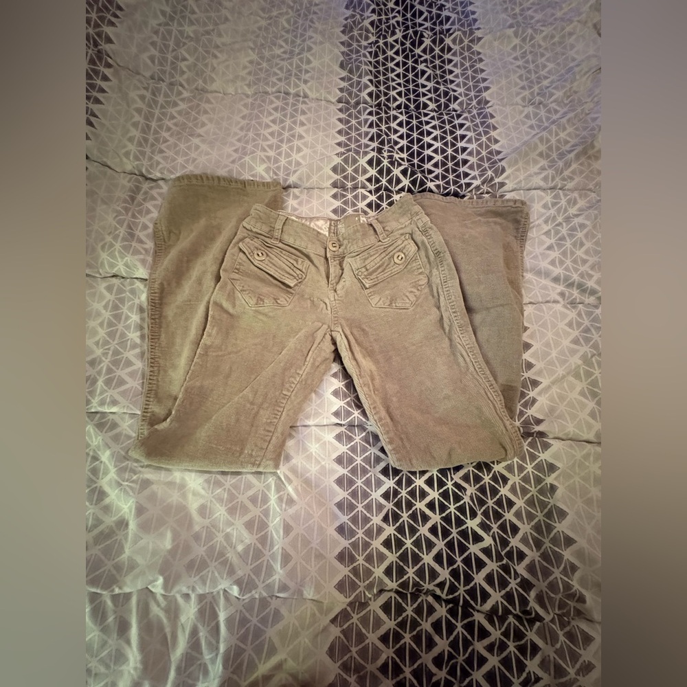 GLO Jeans Tan Corduroy Pants with Silver Logo